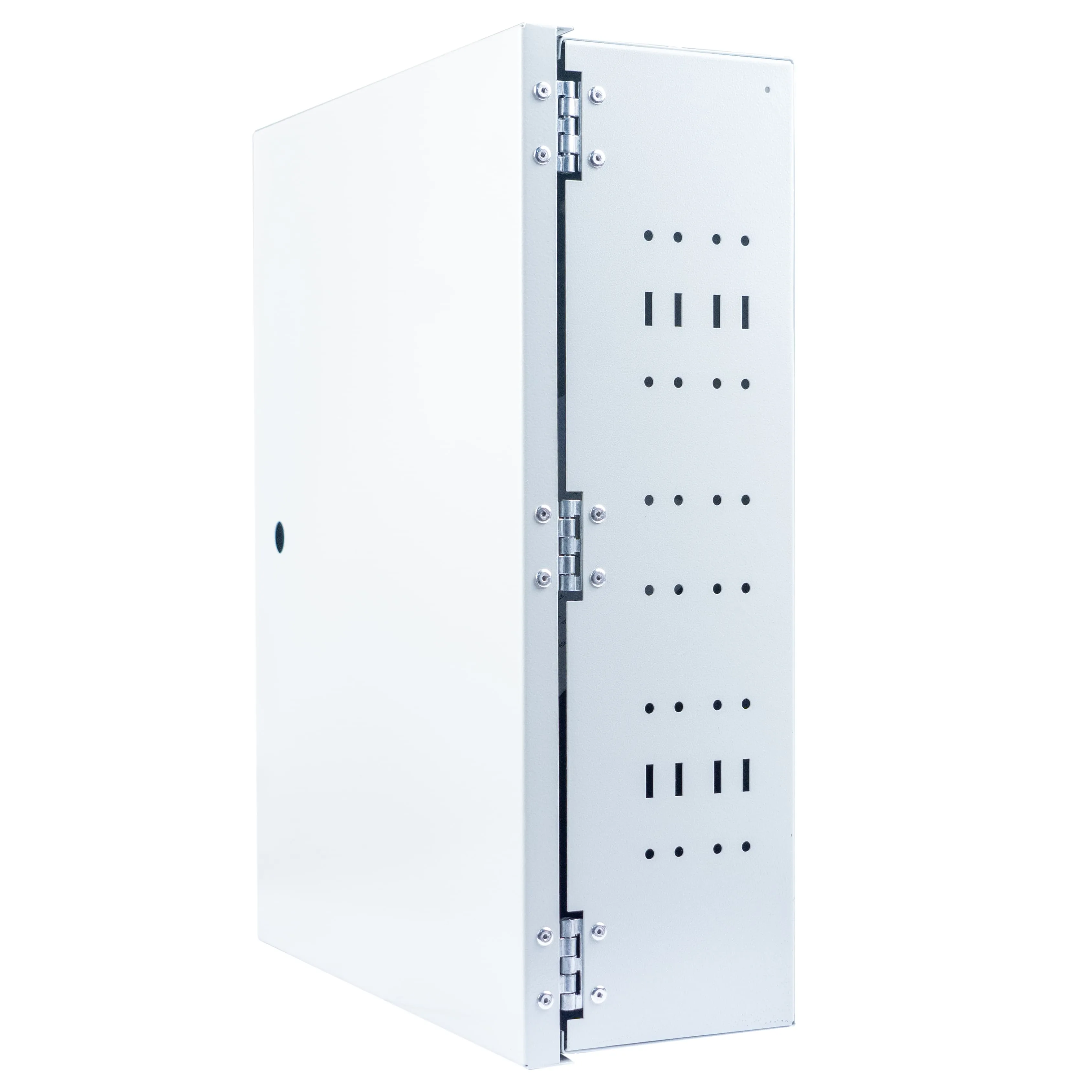 Cabeus FO-WL-64/96-SC/2LC/FC/ST-FP-K Кросс оптический настенный частично укомплектованный 64/96 портов SC/LC duplex/FC/ST (Планка SC/2LC-12 шт, планка FC/ST-12шт, планка-заглушка-4шт, сплайс-кассета-6шт, крышка для ску -1шт) серый RAL 7035