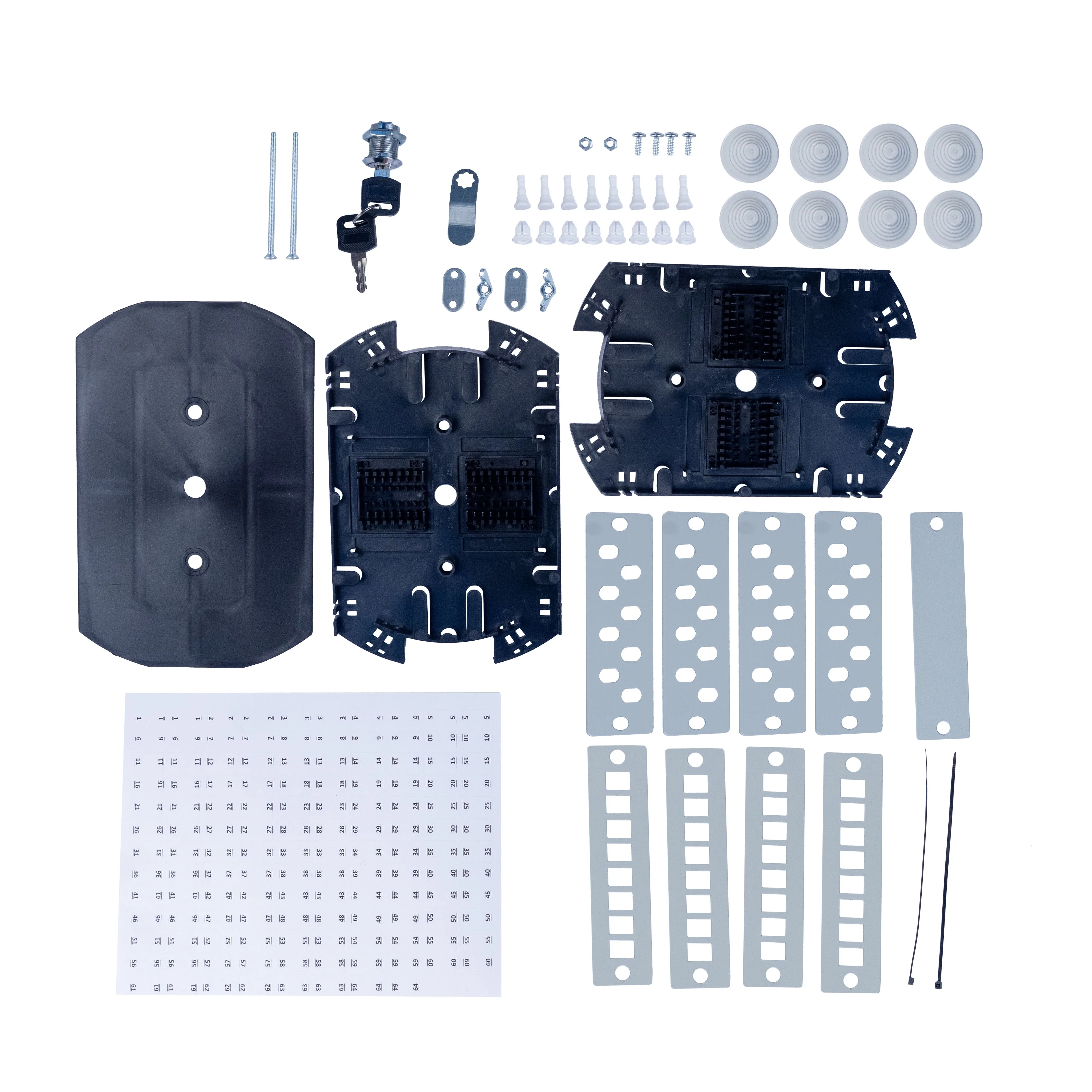 Cabeus FO-WL-24/32-SC/2LC/FC/ST-FP-K Кросс оптический настенный частично укомплектованный 24/32 порта SC/LC duplex/FC/ST (Планка SC/2LC-4 шт, планка FC/ST-4шт, планка-заглушка-1шт, сплайс-кассета-2шт, крышка для ску -1шт) серый RAL 7035