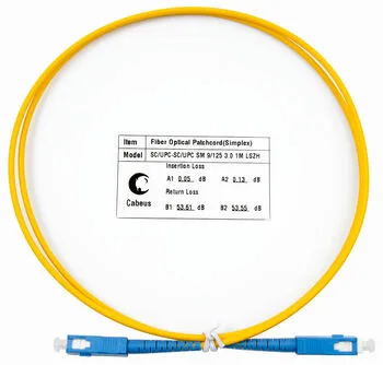Оптический патч-корд simplex SC-SC 9/125 SM Cabeus FOP(s)-9-SC-SC-0,5m 0.5 метра желтый LSZH