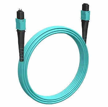 Оптический патч-корд MPO-MPO 50/125 MM Cabeus FOP-50-OM3-12-MPO(F)-12-MPO(M)-B-7m 7 метров бирюзовый LSZH