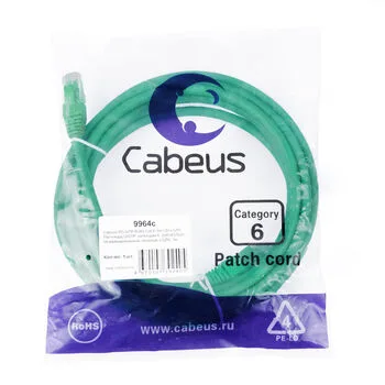 Патч-корд RJ45 UTP 6 Cabeus PC-UTP-RJ45-Cat.6-3m-GN-LSZH LSZH зеленый 3 метра