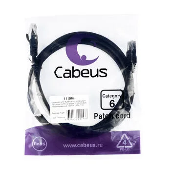 Патч-корд RJ45 UTP 6 Cabeus PC-UTP-RJ45-Cat.6-1.5m-BK-LSZH LSZH черный 1.5 метра