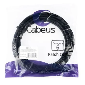 Патч-корд RJ45 UTP 6 Cabeus PC-UTP-RJ45-Cat.6-3m-BK-LSZH LSZH черный 3 метра
