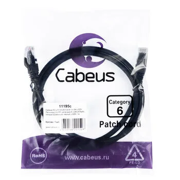 Патч-корд RJ45 UTP 6 Cabeus PC-UTP-RJ45-Cat.6-1m-BK-LSZH LSZH черный 1 метр