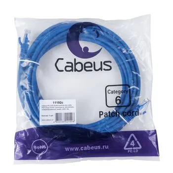 Патч-корд RJ45 UTP 6 Cabeus PC-UTP-RJ45-Cat.6-5m-BL-LSZH LSZH синий 5 метров