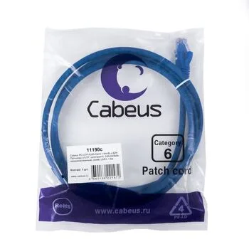 Патч-корд RJ45 UTP 6 Cabeus PC-UTP-RJ45-Cat.6-1.5m-BL-LSZH LSZH синий 1.5 метра
