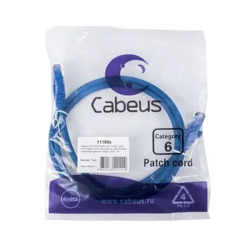 Патч-корд RJ45 UTP 6 Cabeus PC-UTP-RJ45-Cat.6-1m-BL-LSZH LSZH синий 1 метр