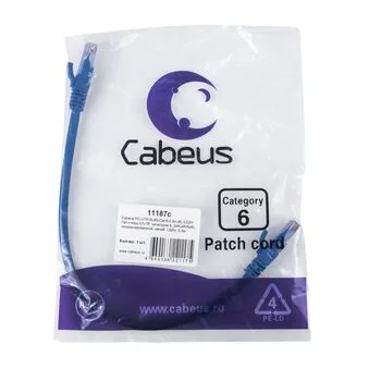 Патч-корд RJ45 UTP 6 Cabeus PC-UTP-RJ45-Cat.6-0.3m-BL-LSZH LSZH синий 0.3 метра