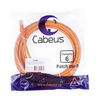 Патч-корд RJ45 UTP 6 Cabeus PC-UTP-RJ45-Cat.6-5m-OR-LSZH LSZH оранжевый 5 метров