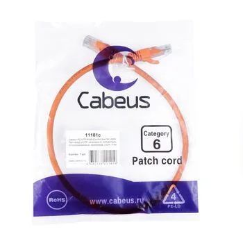 Патч-корд RJ45 UTP 6 Cabeus PC-UTP-RJ45-Cat.6-0.5m-OR-LSZH LSZH оранжевый 0.5 метра