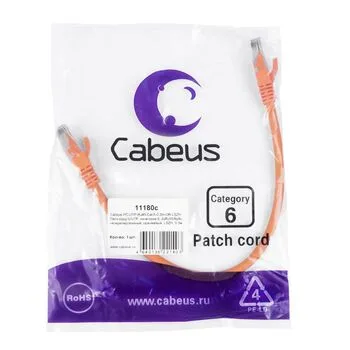 Патч-корд RJ45 UTP 6 Cabeus PC-UTP-RJ45-Cat.6-0.3m-OR-LSZH LSZH оранжевый 0.3 метра