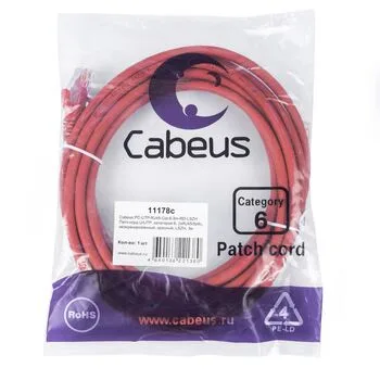 Патч-корд RJ45 UTP 6 Cabeus PC-UTP-RJ45-Cat.6-3m-RD-LSZH LSZH красный 3 метра