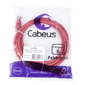 Патч-корд RJ45 UTP 6 Cabeus PC-UTP-RJ45-Cat.6-2m-RD-LSZH LSZH красный 2 метра