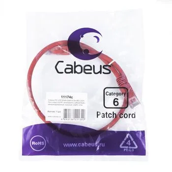 Патч-корд RJ45 UTP 6 Cabeus PC-UTP-RJ45-Cat.6-0.5m-RD-LSZH LSZH красный 0.5 метра