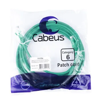 Патч-корд RJ45 UTP 6 Cabeus PC-UTP-RJ45-Cat.6-5m-GN-LSZH LSZH зеленый 5 метров