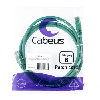 Патч-корд RJ45 UTP 6 Cabeus PC-UTP-RJ45-Cat.6-1.5m-GN-LSZH LSZH зеленый 1.5 метра