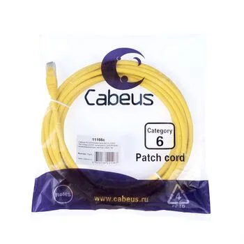 Патч-корд RJ45 UTP 6 Cabeus PC-UTP-RJ45-Cat.6-5m-YL-LSZH LSZH желтый 5 метров