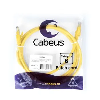 Патч-корд RJ45 UTP 6 Cabeus PC-UTP-RJ45-Cat.6-1.5m-YL-LSZH LSZH желтый 1.5 метра