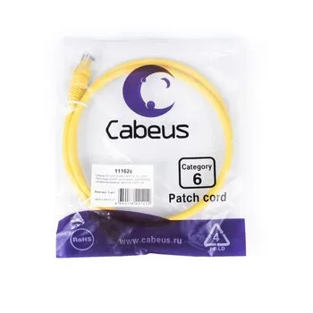 Патч-корд RJ45 UTP 6 Cabeus PC-UTP-RJ45-Cat.6-1m-YL-LSZH LSZH желтый 1 метр