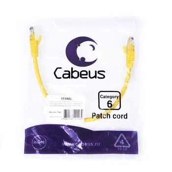 Патч-корд RJ45 UTP 6 Cabeus PC-UTP-RJ45-Cat.6-0.3m-YL-LSZH LSZH желтый 0.3 метра