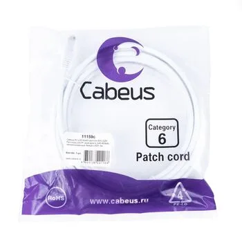 Патч-корд RJ45 UTP 6 Cabeus PC-UTP-RJ45-Cat.6-5m-WH-LSZH LSZH белый 5 метров
