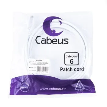 Патч-корд RJ45 UTP 6 Cabeus PC-UTP-RJ45-Cat.6-3m-WH-LSZH LSZH белый 3 метра