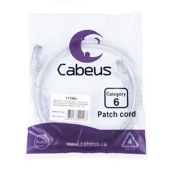 Патч-корд RJ45 UTP 6 Cabeus PC-UTP-RJ45-Cat.6-1.5m-WH-LSZH LSZH белый 1.5 метра