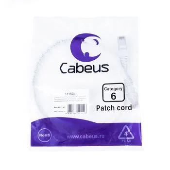 Патч-корд RJ45 UTP 6 Cabeus PC-UTP-RJ45-Cat.6-0.3m-WH-LSZH LSZH белый 0.3 метра