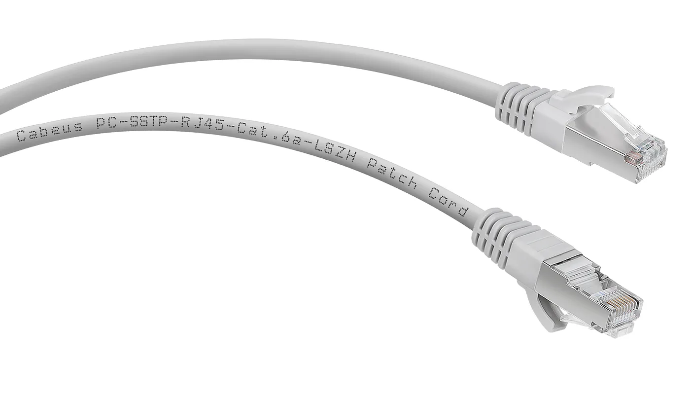 Патч-корд RJ45 S/FTP 6a Cabeus PC-SSTP-RJ45-Cat.6a-0.3m-LSZH LSZH серый 0.3 метра