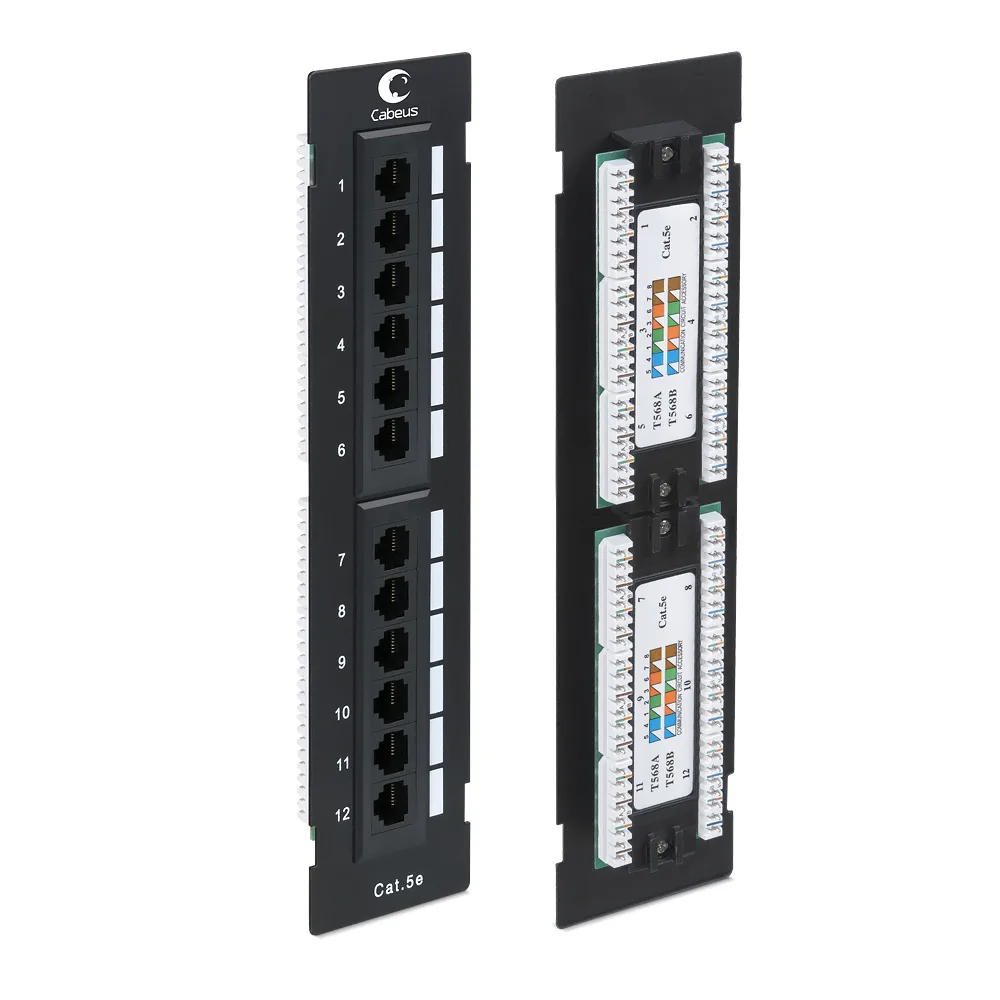 Патч-панель настенная 12 портов RJ-45 UTP 5e Cabeus PL-12-Cat.5e-WL-DualIDC неэкранированная