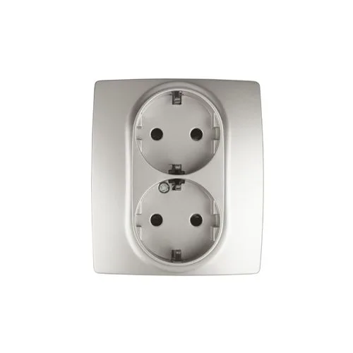 Розетка 2X2P+E Schuko со шторками, 16A-250В, Эра12, перламутр, 12-2104-15 б0019334