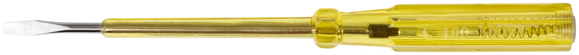Отвертка индикаторная, желтая ручка 100 - 500 В, 190 мм fit 56502