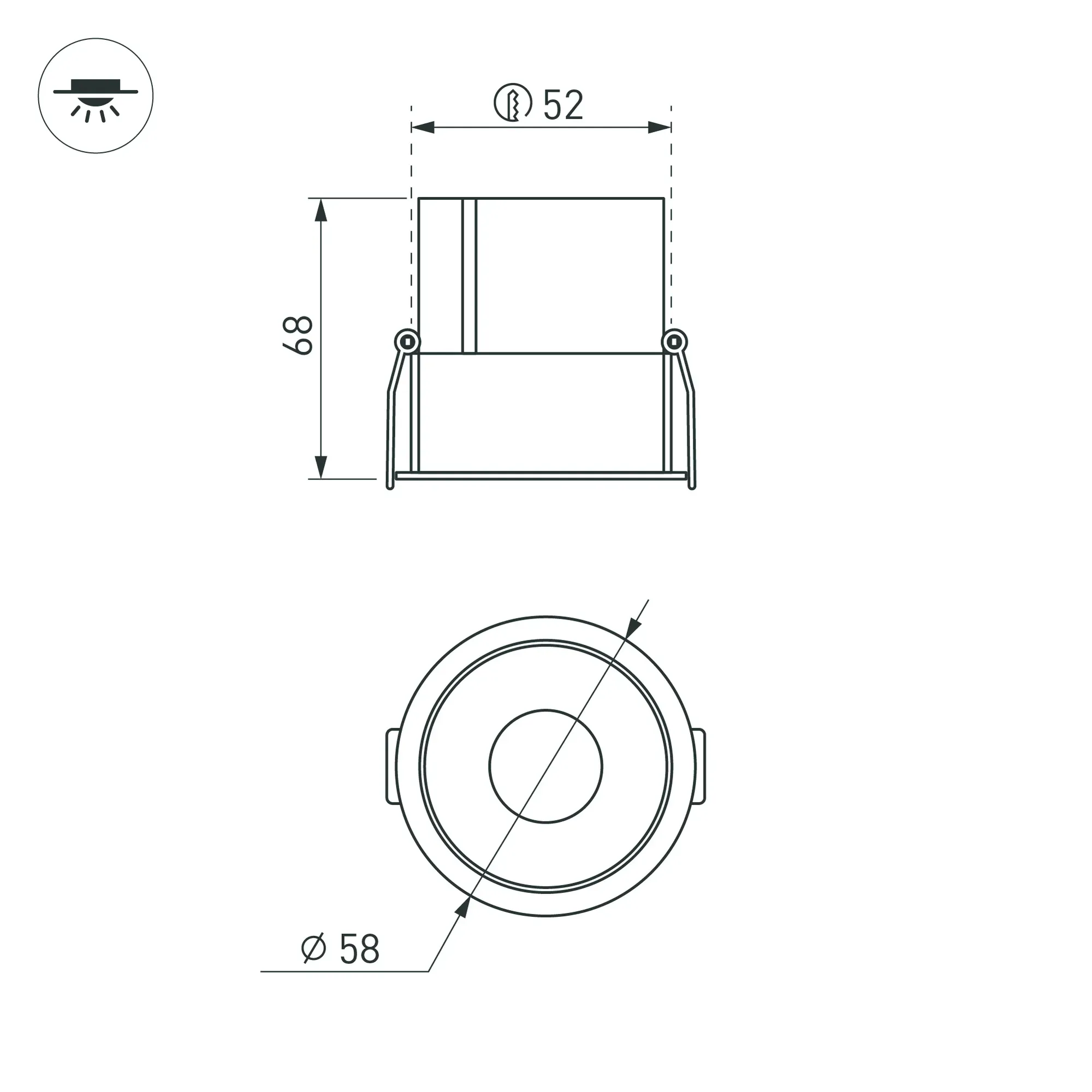 Светильник DL-EDGE-R300-24W Warm3000 (WH, 115 deg, 230V) (, IP40 Металл, 3 года)