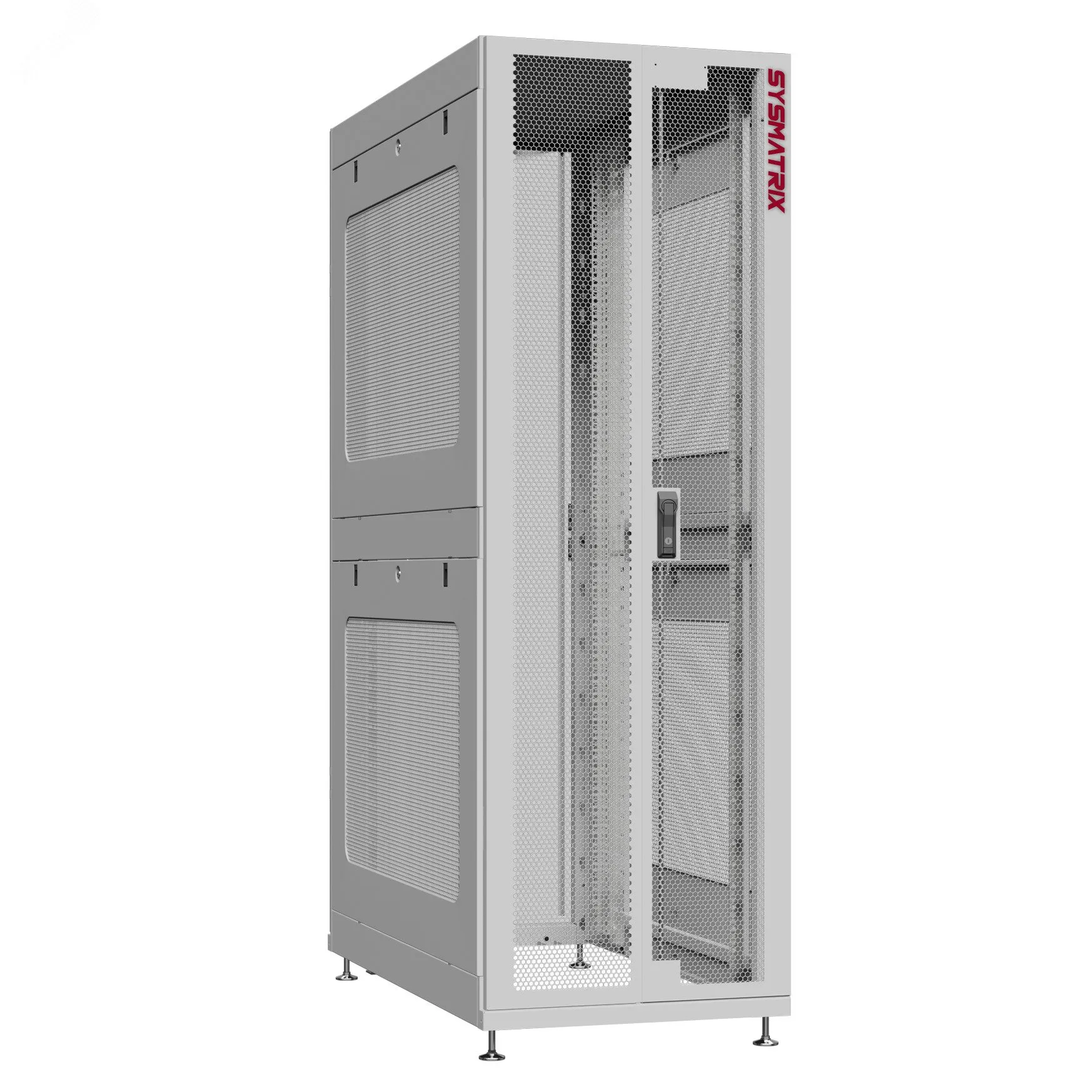 Шкаф серверный 42U 800х1070 передняя дверь: двустворчатая перфорированная IP20. задняя дверь: одностворчатая глухой металл IP51. боковые панели: перфорированные. цвет: серый RAL7035