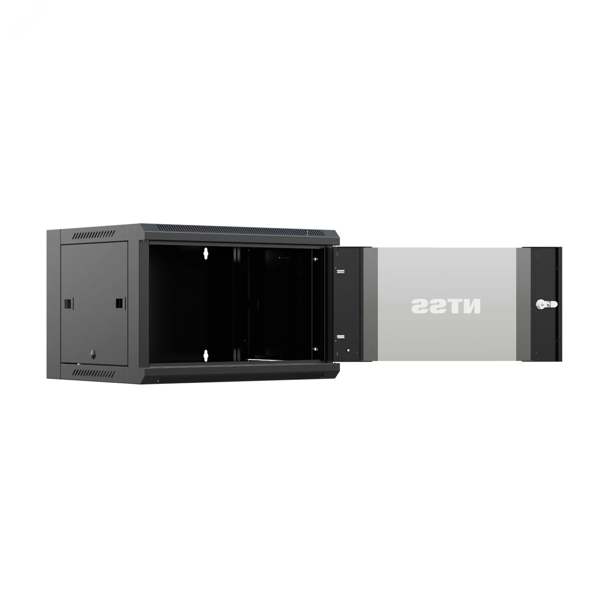 Шкаф настенный телекоммуникационный W 15U 600х600х770мм, 2 профиля 19, дверь стеклянная, боковые стенки съемные, задняя стенка, разобранный, черный RAL 9005