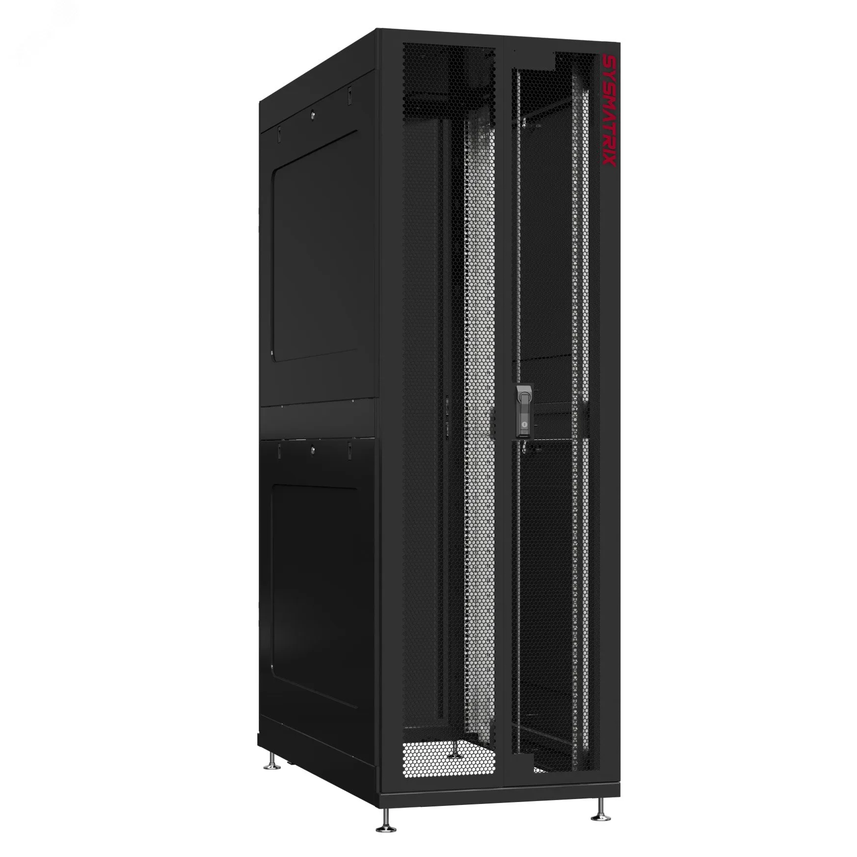 Шкаф серверный 24U 600х1200 передняя дверь: двустворчатая перфорированная IP20. задняя дверь: одностворчатая глухой металл IP51. боковые панели: глухой металл. цвет: черный RAL9005 