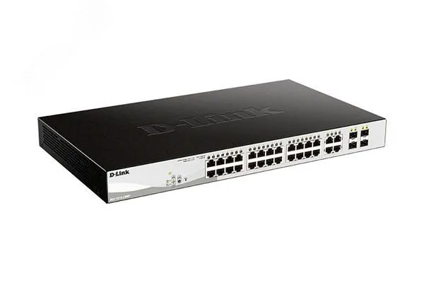 Коммутатор управляемый L2 24 порта RJ45/SFP 10 100 1000 Мб/с PoE 370Вт d-link 000144432