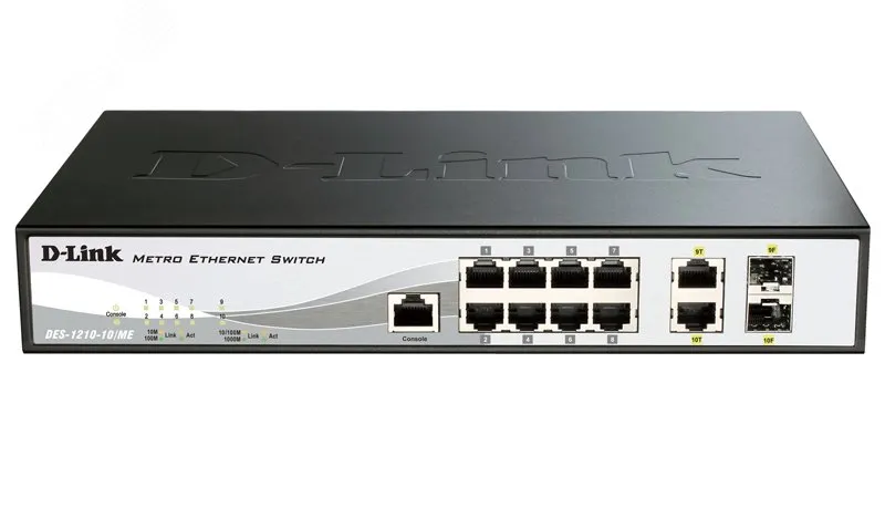 Коммутатор управляемый L2 10 портов RJ45/SFP 10 100 1000 Мб/с d-link dgs-1210-10/me/b2a