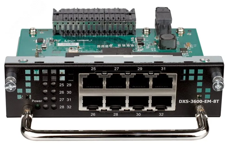 Модуль расширения 8 портов 10/100/1000 Мб/с, для DXS-3600-16S и DXS-3600-32S d-link dxs-3600-em-8t/a1a