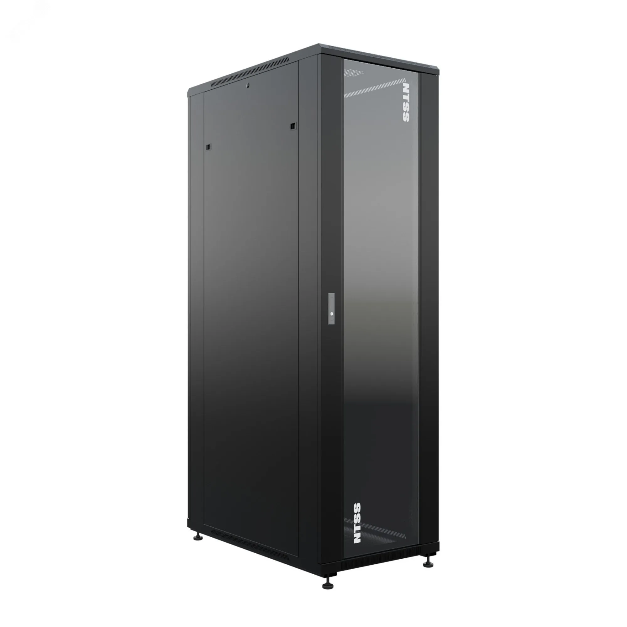 Шкаф напольный универсальный серверный R 47U 800х1000мм, 4 профиля 19, двери стекло и сплошная металл, боковые стенки съемные, регулируемые опоры, разобранный, черный RAL 9005