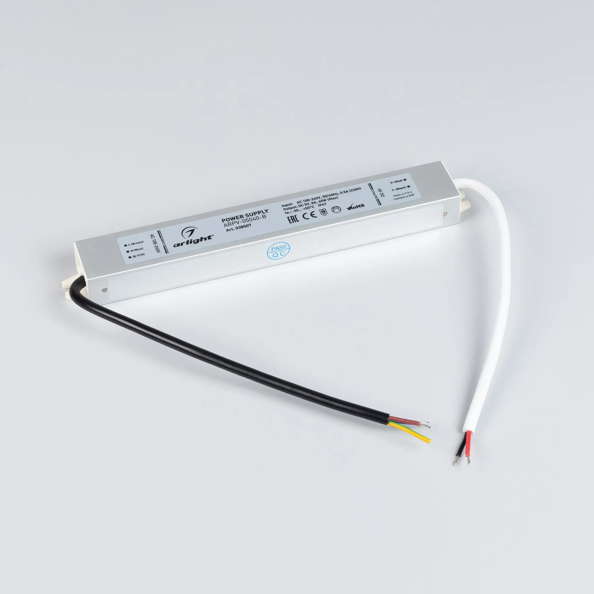 Блок питания ARPV-05040-B (5V, 8.0A, 40W) (IP67 металл, 3 года)
