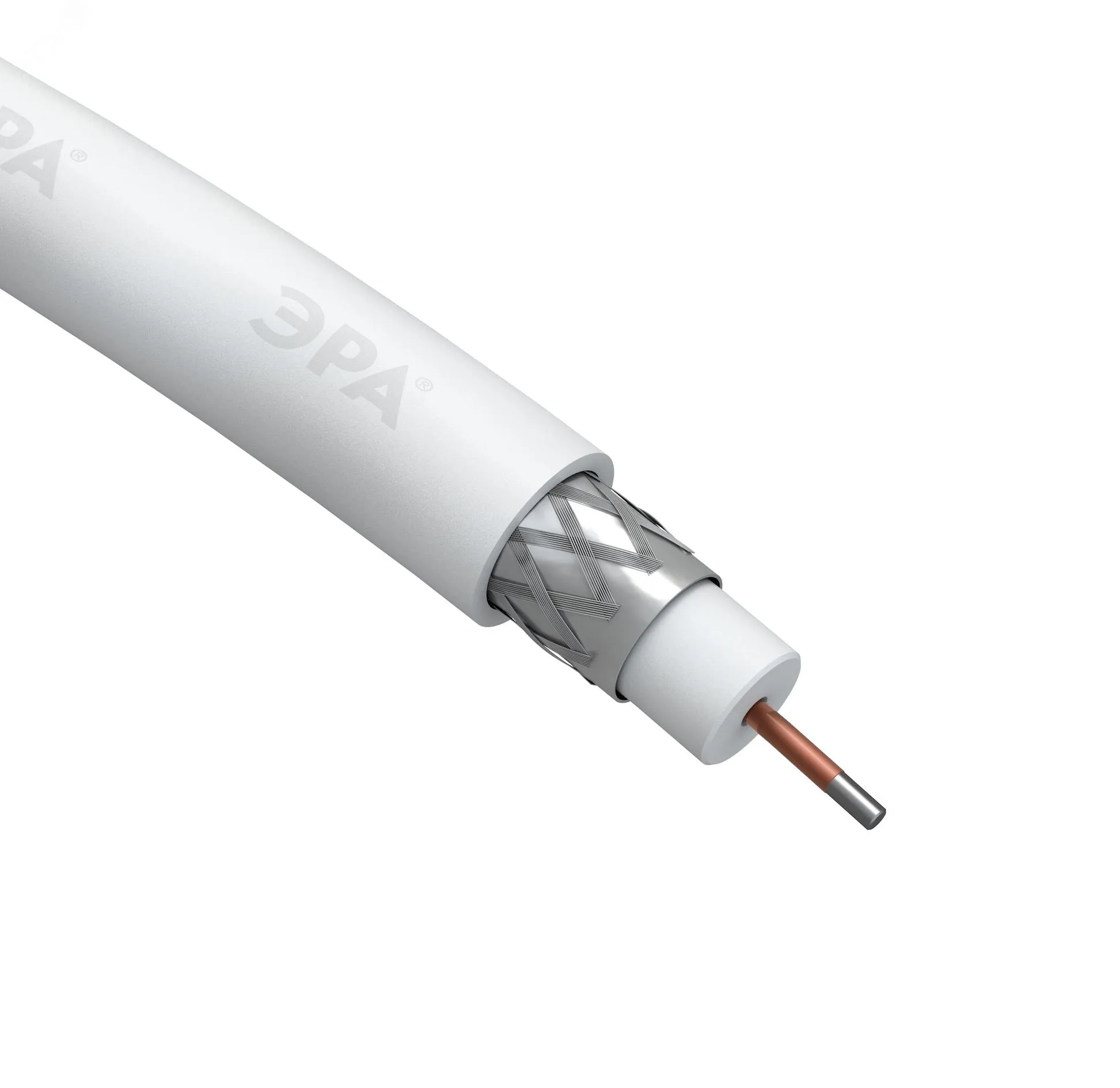 Кабель коаксиальный RG-6U 75 Ом CCS/(оплётка Al 32%) PVC белый 100м SIMPLE