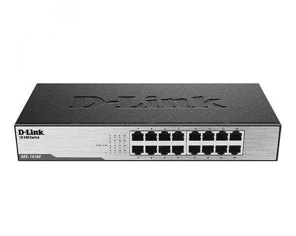 Коммутатор неуправляемый 16 портов RJ45 10 100 Мб/с d-link 113627