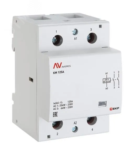Контактор модульный КМ 40А 4NO 230VAC (3 мод.) AVERES EKF