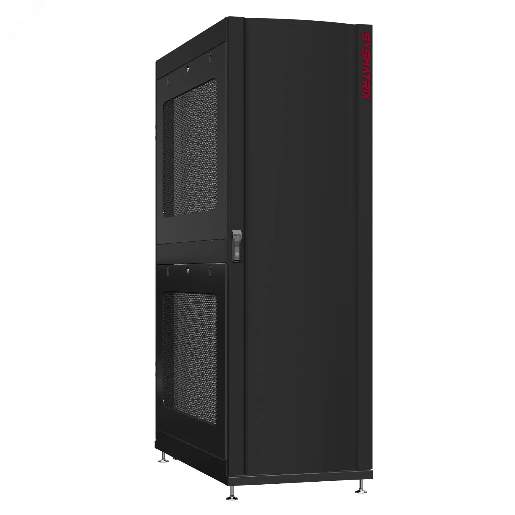 Шкаф серверный 48U 600х1200 передняя дверь: одностворчатая глухой металл IP51. задняя дверь: одностворчатая перфорированная IP20. боковые панели: перфорированные. цвет: черный RAL9005