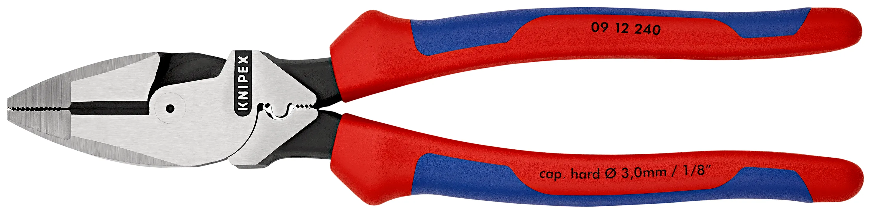 Linemans Pliers плоскогубцы электромонтёра с приспособлением для протяжки кабеля и обжима кабельных наконечников рез: проволока средней твёрдости 46 мм твёрдая проволока 3 мм L-240 мм чёрные 2-компонентные рукоятки
