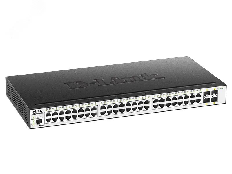 Коммутатор управляемый L2 48 портов 10/100/1000 Мб/с, 4хSFP+ d-link dgs-3000-52x/b2a