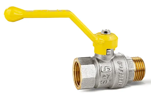 Кран шаровый латунный никелированный 11б27п Ду15 Ру40 (1/2') ВР/НР рычаг GAS