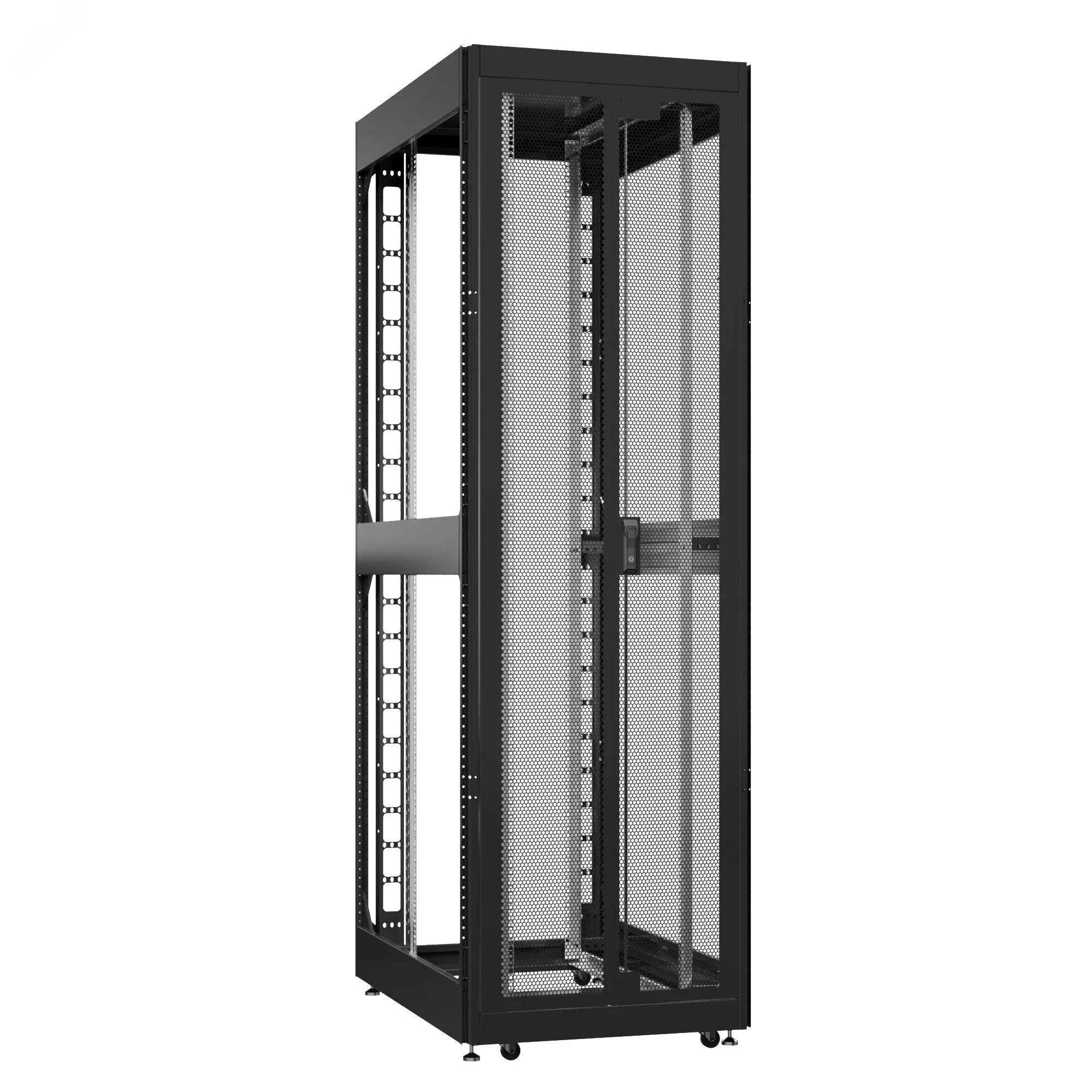 Шкаф серверный 52U 800х1200 передняя дверь: двустворчатая перфорированная IP20. задняя дверь: без. боковые панели: без. цвет: черный RAL9005