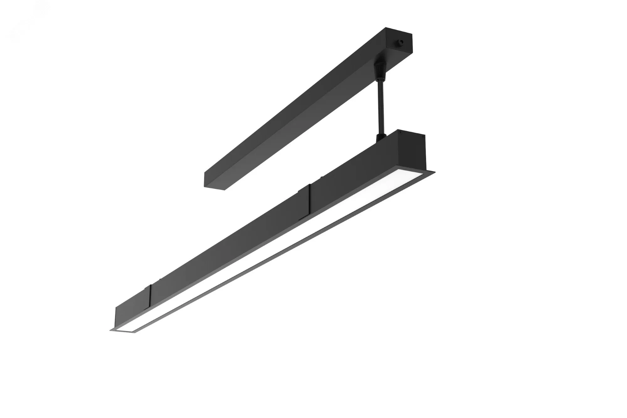 Cветильник cветодиодный Angusta Intus 1766x50x65мм встраиваемый 35 Вт 3000 К IP40 RAL9005 черный с рассеивателем опал аварийный автономный постоянного действия